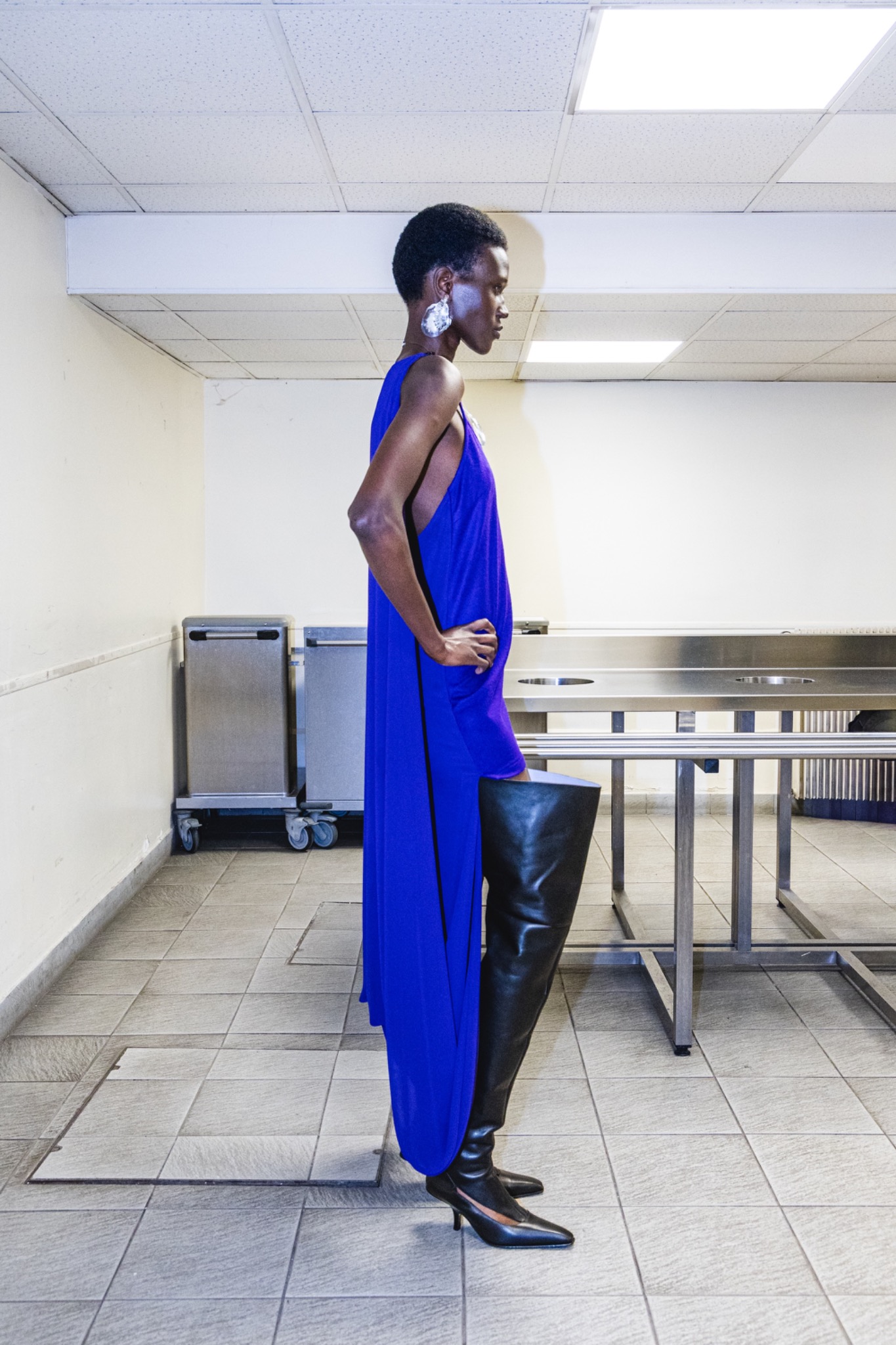 Mannequin en robe bleue